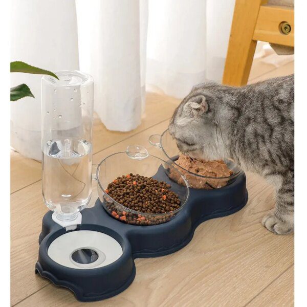 Gamelle Chat & Chien Double Bol avec Distributeur d’Eau Automatique