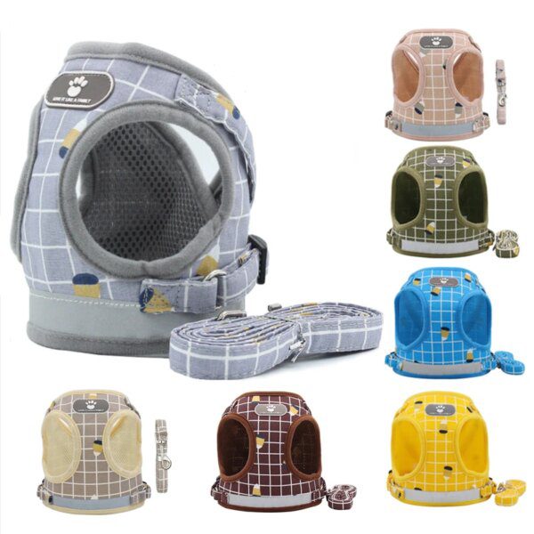 83240-203fa2.jpg Harnais chat réfléchissant pour petit chien, chiot, chat, chaton, carlin,collier-gilet respirant en maille réglable