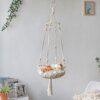 Hamac en macramé pour chat – Panier suspendu tout doux avec jouets