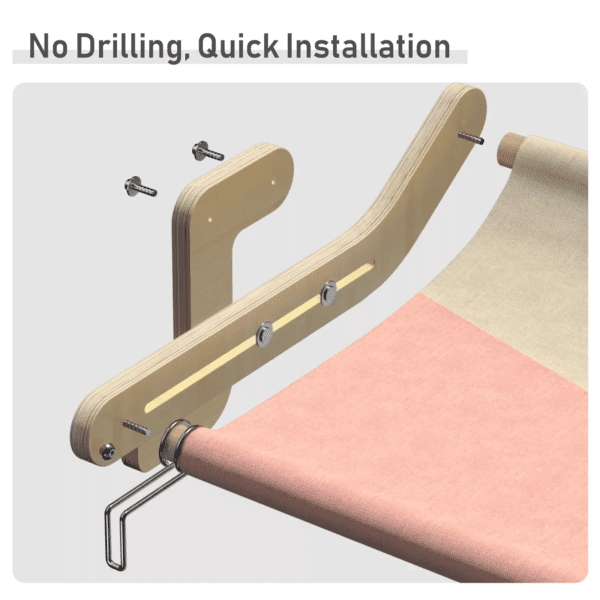 Hamac de fenêtre pour chat en toile de coton – Lit-balançoire en bois