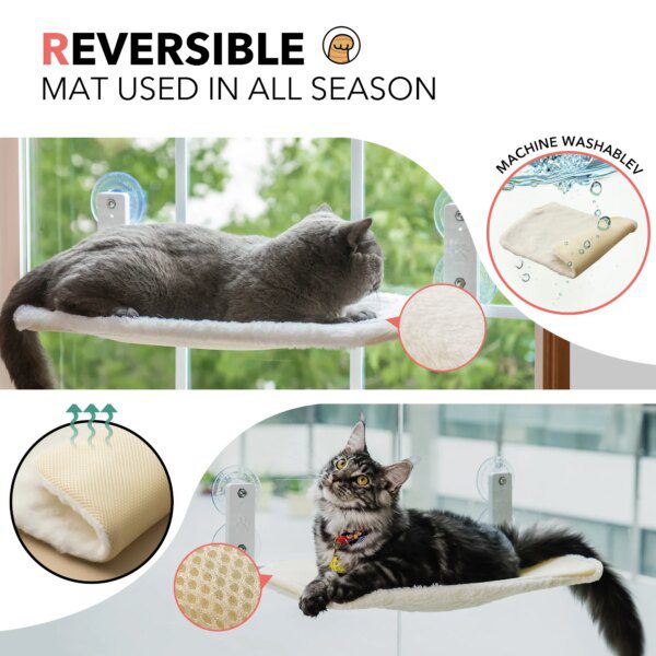 Hamac de fenêtre pliable pour chat – Perchoir suspendu sans fil