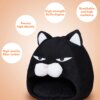 Lit fermé doux pour chat – Niche en forme de chat avec tapis