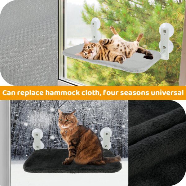 Hamac de fenêtre pliable pour chat – Lit suspendu à ventouses, perchoir chaud