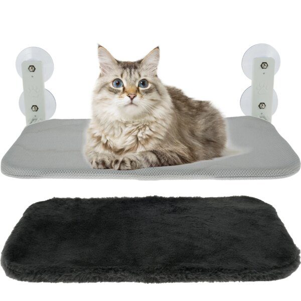 Hamac de fenêtre pliable pour chat – Lit suspendu à ventouses, perchoir chaud