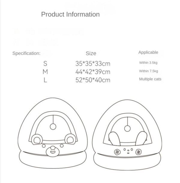 Maison chaude pour chat & petit chien – Lit semi-fermé