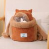 Sac à dos chat d’hiver en peluche – Transport poitrine chaud