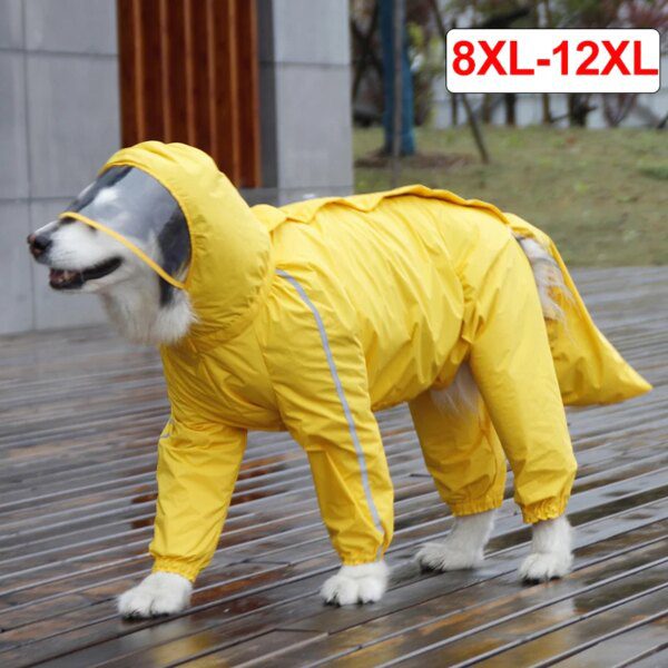 Manteau coupe-vent à capuche couvrant quatre pattes pour chien – Protection