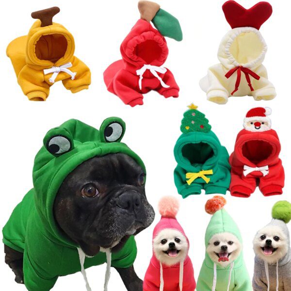 Manteau d’hiver à capuche en polaire motif fruit pour chien & chat