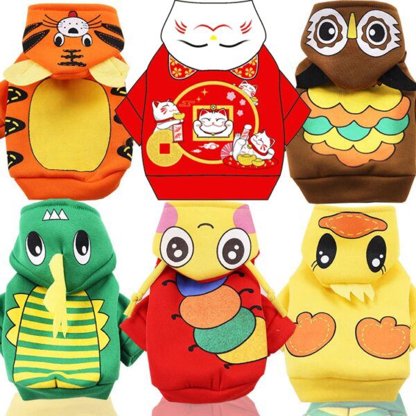 Sweat à capuche / salopette dessin animé pour chien – Vêtement d’hiver