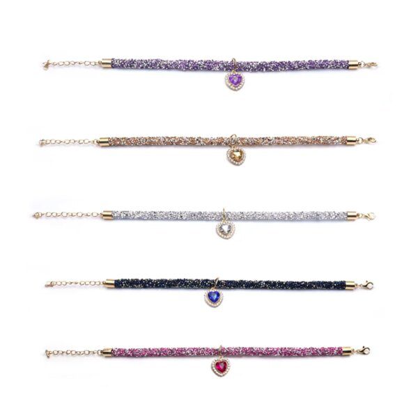 Collier chat de luxe en cristal pour chat, pendentif en forme de cœur