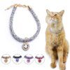 Collier chat de luxe en cristal pour chat, pendentif en forme de cœur