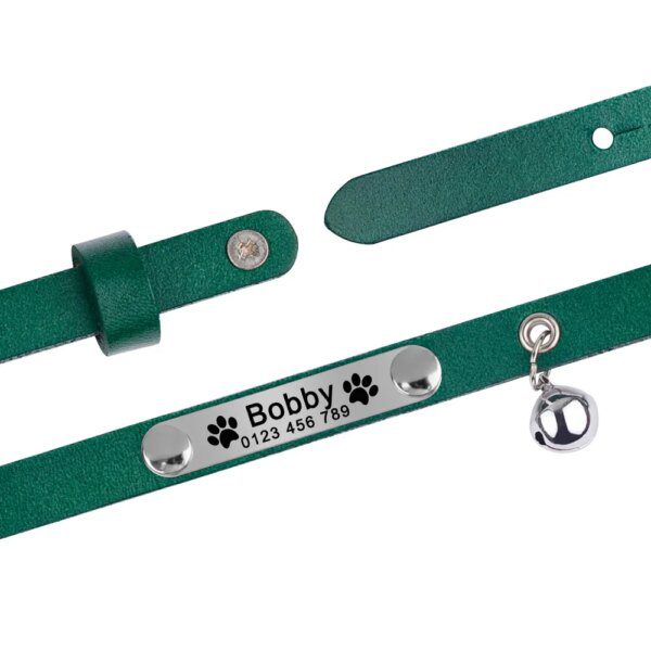Collier Chat Personnalisé en Cuir Écologique – Gravure Laser Inaltérable