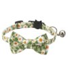Collier Chat Floral d’Été – Nœud Papillon, Clochette