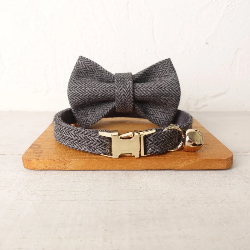 Grey Collar Bow