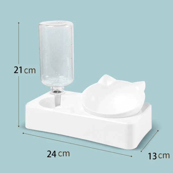 Gamelle Chat Double Bol Incliné avec Distributeur d’Eau par Gravité