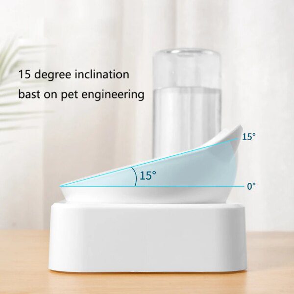 Gamelle Chat Double Bol Incliné avec Distributeur d’Eau par Gravité