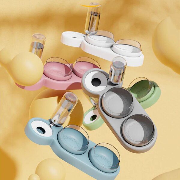 Gamelle Chat Automatique Eau & Nourriture – Bols Rotatifs Surélevés