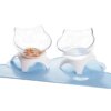 92264-8a4881.jpg gamelle chat Bol d'alimentation en plastique Transparent pour chat, support surélevé