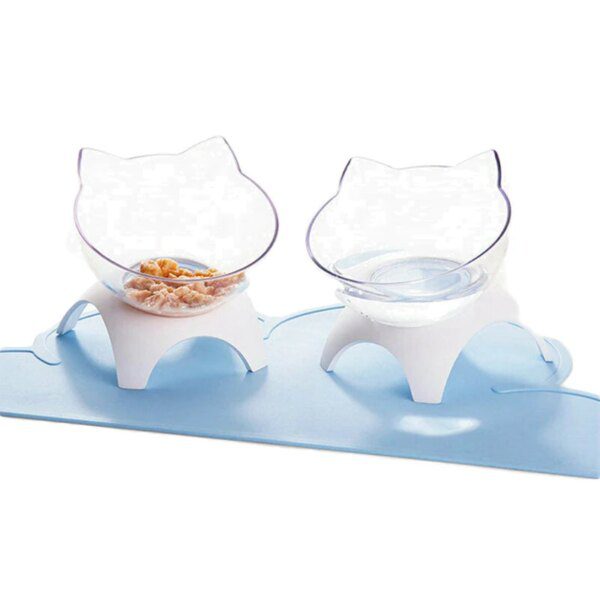 92264-8a4881.jpg gamelle chat Bol d'alimentation en plastique Transparent pour chat, support surélevé