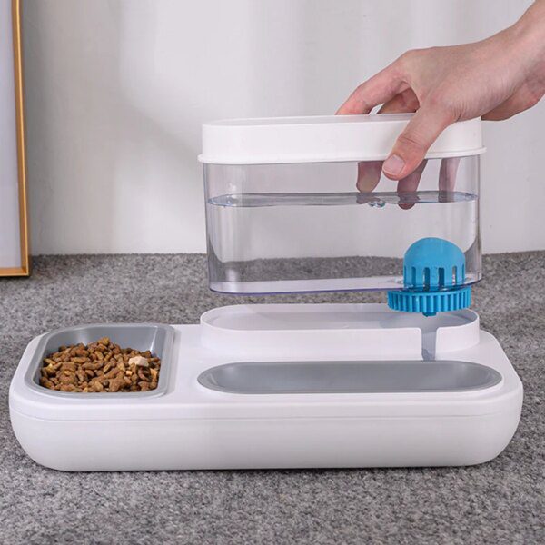 Gamelle Chat 2-en-1 Automatique – Mangeoire + Fontaine à Eau 1,5 L