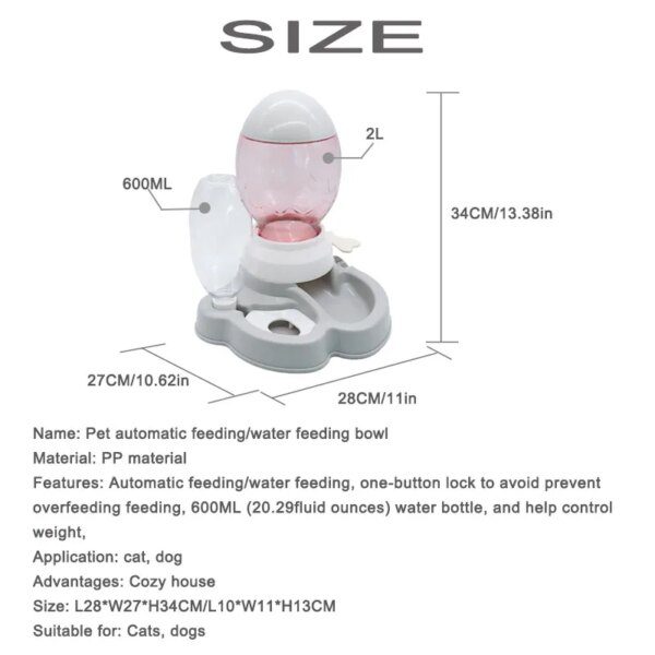 92308-75e0ea.jpg Gamelle Chat Automatique 2-en-1 – Alimentation 2 L + Fontaine à Boire 600 ml