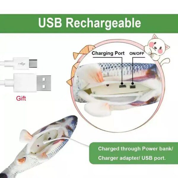 Jouet Interactif Électrique en Poisson pour Chat, Charge USB