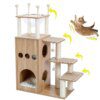 Arbre à chat en bois de Sisal pour chats et chatons, poste à gratter, tour à plusieurs niveaux avec jouets et maison