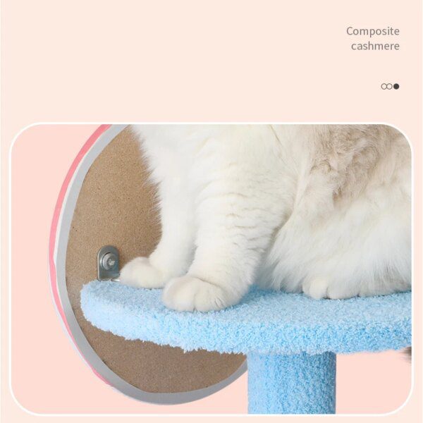 arbre a chat Tour en bois avec arbre à chat en forme de sucette rose