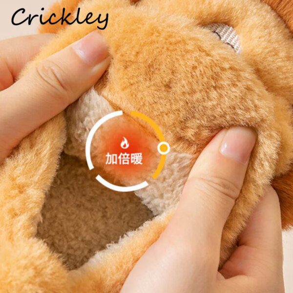 Chaussures d'hiver à motif de Lion pour enfants, pantoufles de sol