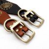Collier en Cuir Véritable Marron à Pointes pour Chien – Puissance Maîtrisée