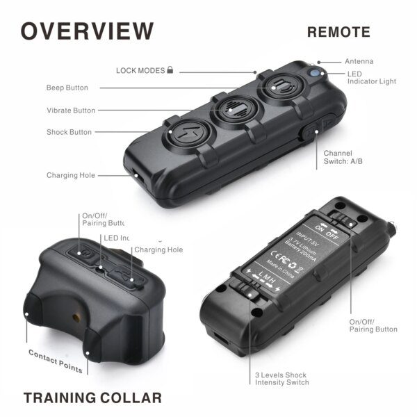 Collier Électrique d’Entraînement 400 m pour Chien – Contrôle à Distance