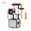 arbre a chat Tour en bois avec armoire, grand perchoir spacieux pour le sommeil des chats