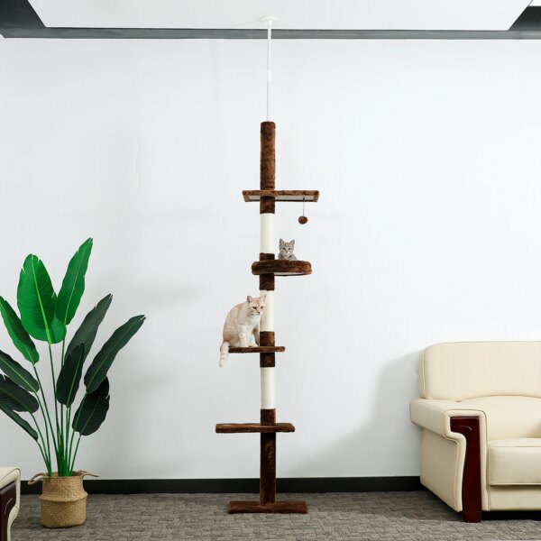 Arbre à chat moderne en bois de Sisal H108cm, poste à gratter pour chats chaton, tour à plusieurs niveaux, hamac