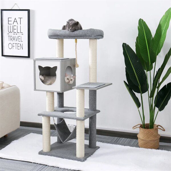 Arbre a Chat en Sisal de Luxe pour Animaux de Compagnie, au Design Unique