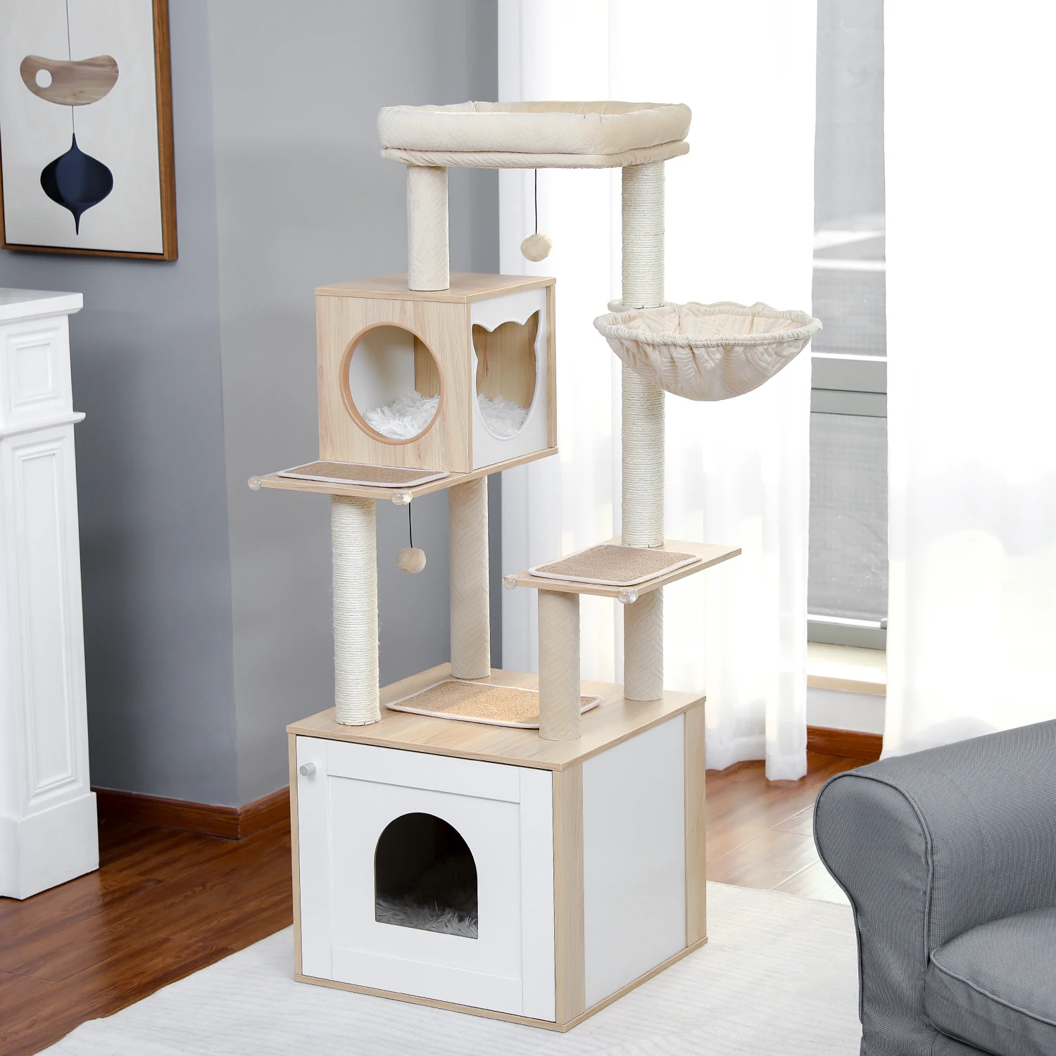 Tour bois arbre a chat armoire - arbre a chat 2028