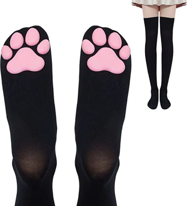 96424-11c295.jpg chaussette chat Patte De chat Cuisse Haute Chaussettes Gants Manches Mignon Doux 3D
