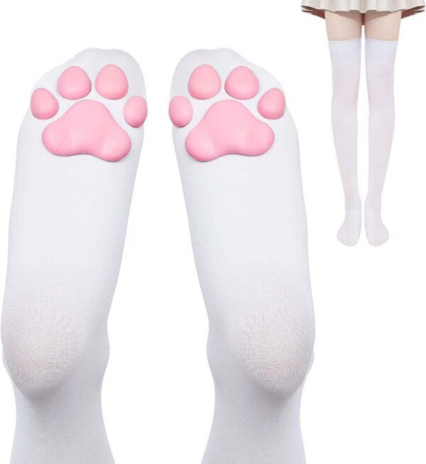 96424-143c96.jpg chaussette chat Patte De chat Cuisse Haute Chaussettes Gants Manches Mignon Doux 3D