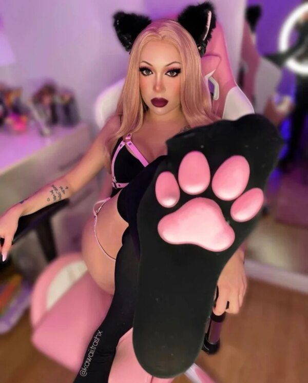 96424-84483a.jpg chaussette chat Patte De chat Cuisse Haute Chaussettes Gants Manches Mignon Doux 3D