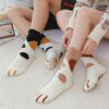 96447-0835f0.jpg chaussette chat Kawaii en velours doux pour femme, lot de 3 paires, motif patte de chat
