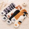 96447-46e876.jpg chaussette chat Kawaii en velours doux pour femme, lot de 3 paires, motif patte de chat
