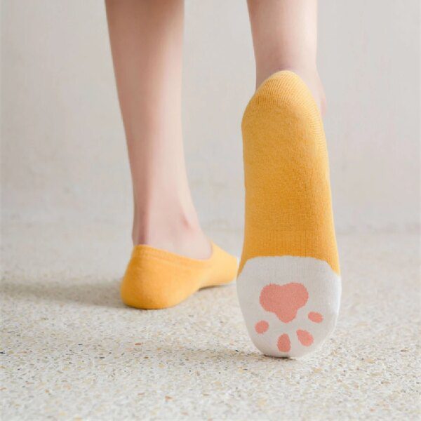 chaussette chat invisibles pour femmes, 3/5 paires/lot, dessin animé