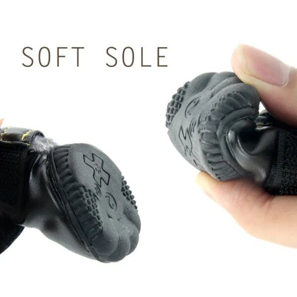 Bottes d’hiver imperméables en cuir et fourrure pour chien 🐾