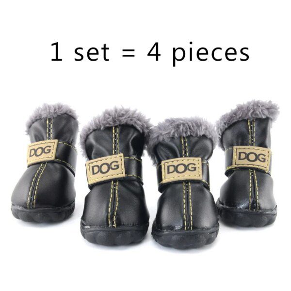 Bottes d’hiver imperméables en cuir et fourrure pour chien 🐾