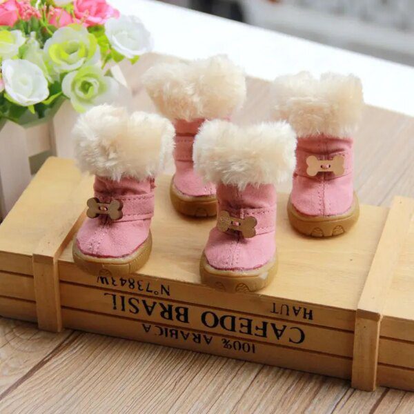 Bottes d’hiver en fourrure épaisse pour chien ❄️🐶