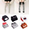 chaussette chat hautes en coton pour filles, 11 styles, mignon, dessin animé, imprimé animal