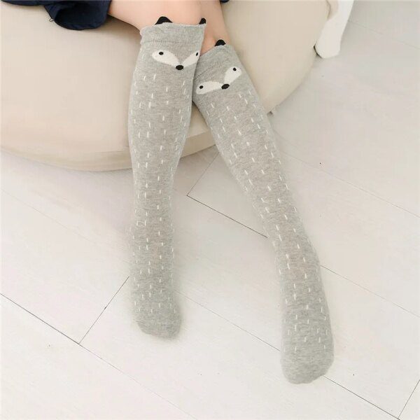 chaussette chat hautes en coton pour filles, 11 styles, mignon, dessin animé, imprimé animal