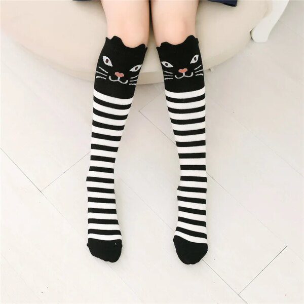 chaussette chat hautes en coton pour filles, 11 styles, mignon, dessin animé, imprimé animal