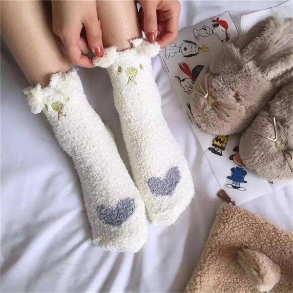 chaussette chat chaudes et épaisses pour femmes, chaussettes de dessin animé de patte de chat mignon