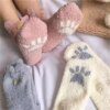 chaussette chat chaudes et épaisses pour femmes, chaussettes de dessin animé de patte de chat mignon
