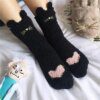 chaussette chat chaudes et épaisses pour femmes, chaussettes de dessin animé de patte de chat mignon
